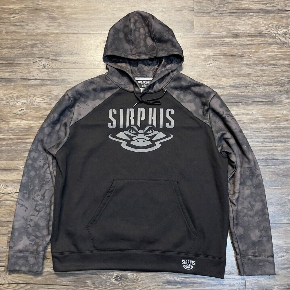 Pulse by Sirphis Sweatshirt Pullover Hoodie Gator Logo Black Men XL EUC